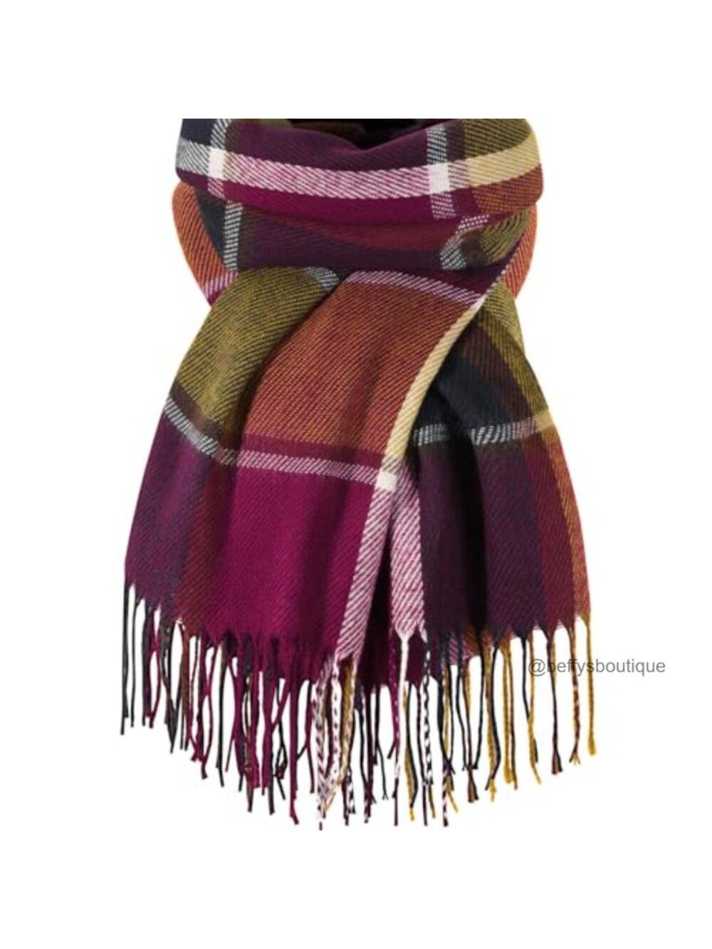 Oversized Plaid Blanket Scarf Shawl Wrap Acrylic Tassel Winter